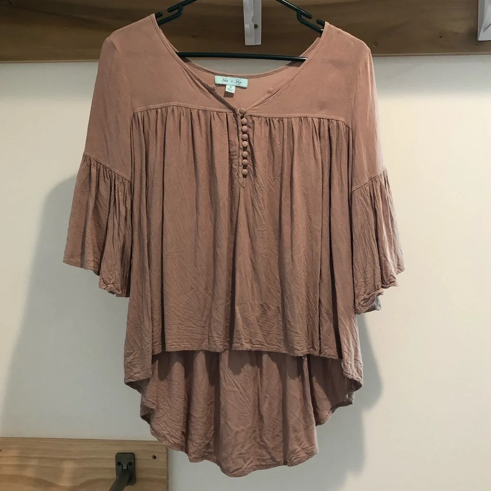 She & Sky Brown Blouse - Picture 1 of 2